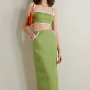 Reformation Elena Linen Two Piece in Green (Sz 2)